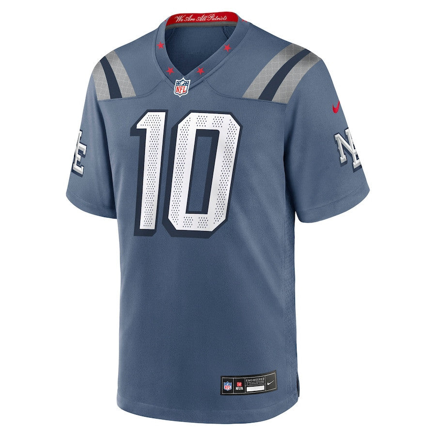 Drake Maye 10 New England Patriots 2025 Rivalries Collection Game Men Jersey - Storm Blue