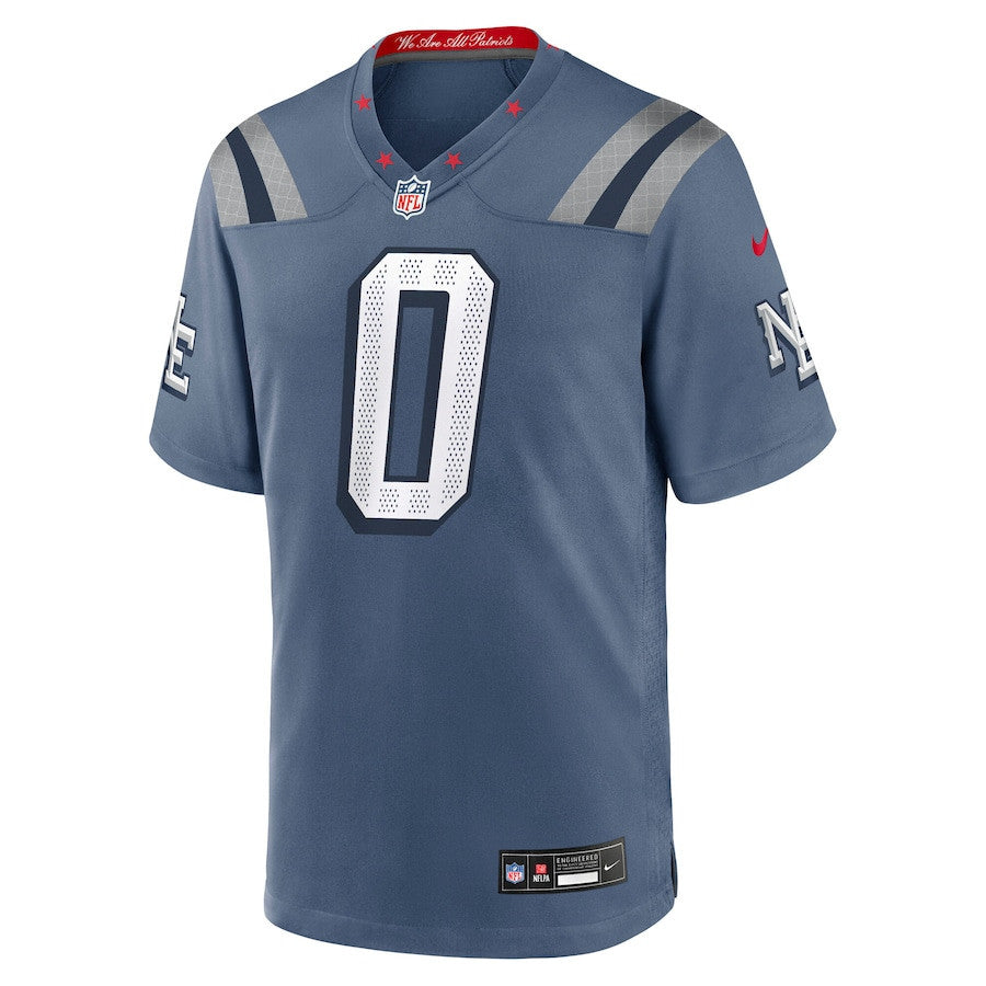 Christian Gonzalez 0 New England Patriots 2025 Rivalries Collection Game Men Jersey - Storm Blue