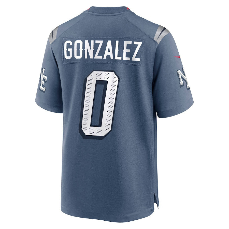 Christian Gonzalez 0 New England Patriots 2025 Rivalries Collection Game Men Jersey - Storm Blue