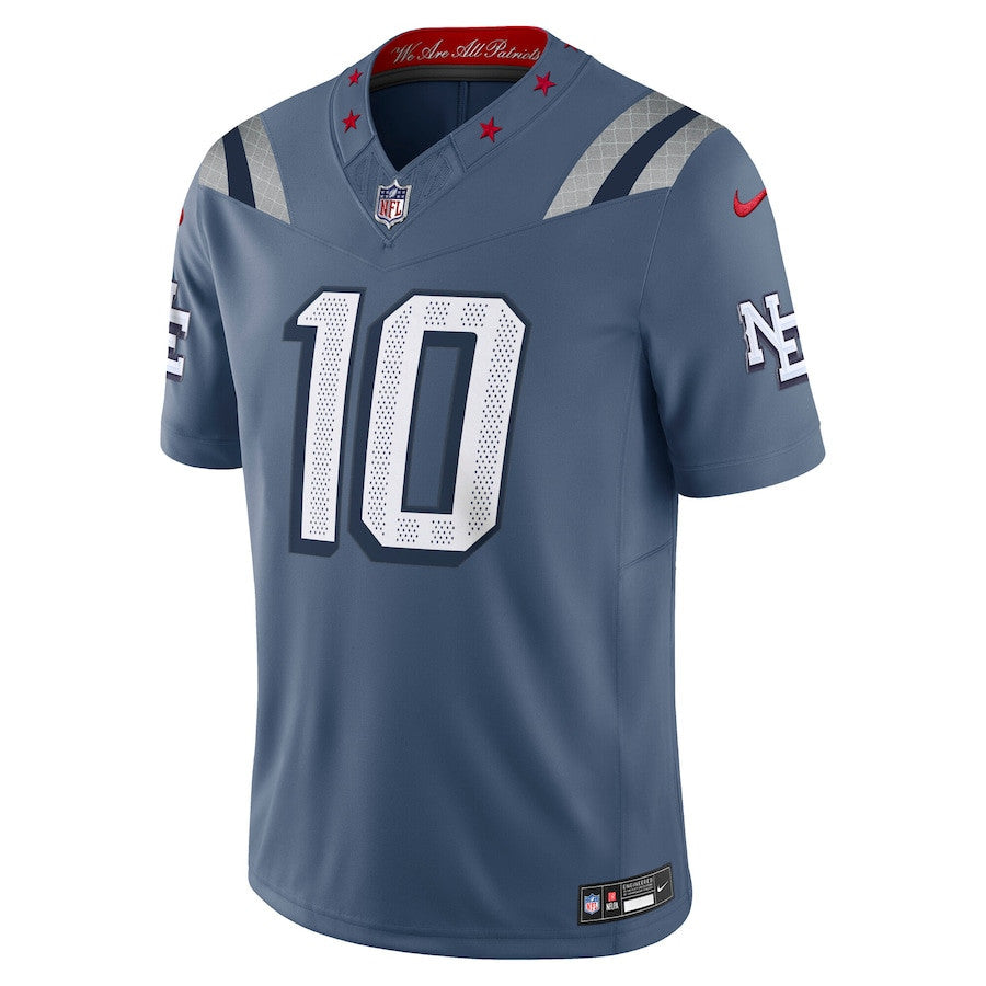 Drake Maye 10 New England Patriots 2025 Rivalries Collection Limited Men Jersey - Storm Blue