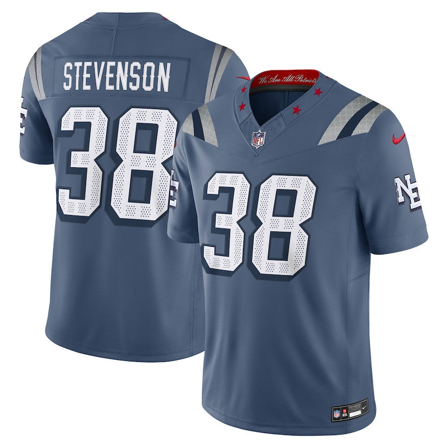 Rhamondre Stevenson 38 New England Patriots 2025 Rivalries Collection Limited Men Jersey - Storm Blue