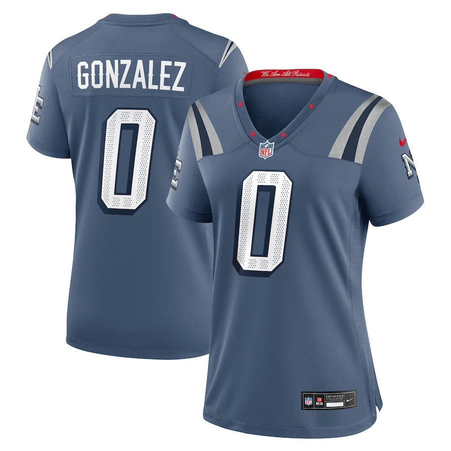 Christian Gonzalez 0 New England Patriots Women's 2025 Rivalries Collection Game Jersey - Storm Blue