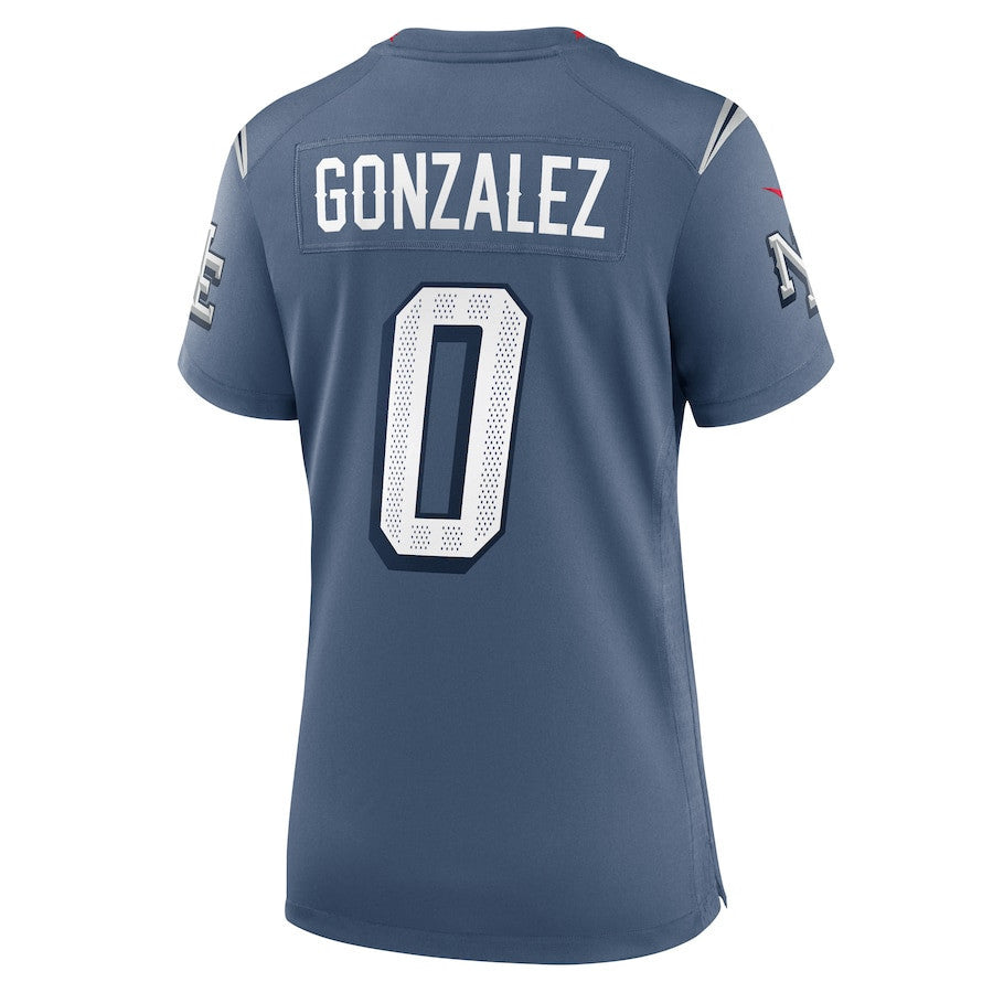 Christian Gonzalez 0 New England Patriots Women's 2025 Rivalries Collection Game Jersey - Storm Blue