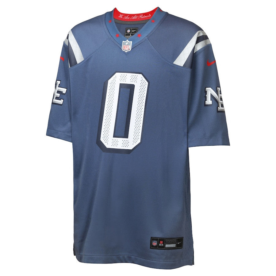 Christian Gonzalez 0 New England Patriots YOUTH 2025 Rivalries Collection Game Jersey - Storm Blue