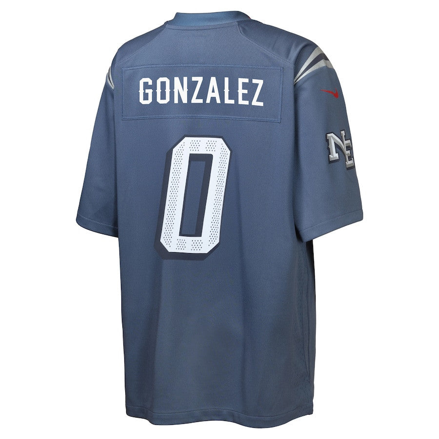 Christian Gonzalez 0 New England Patriots YOUTH 2025 Rivalries Collection Game Jersey - Storm Blue