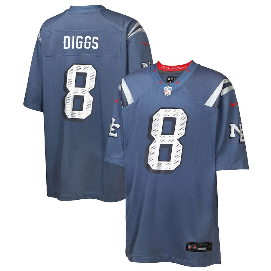 Stefon Diggs 8 New England Patriots YOUTH 2025 Rivalries Collection Game Jersey - Storm Blue