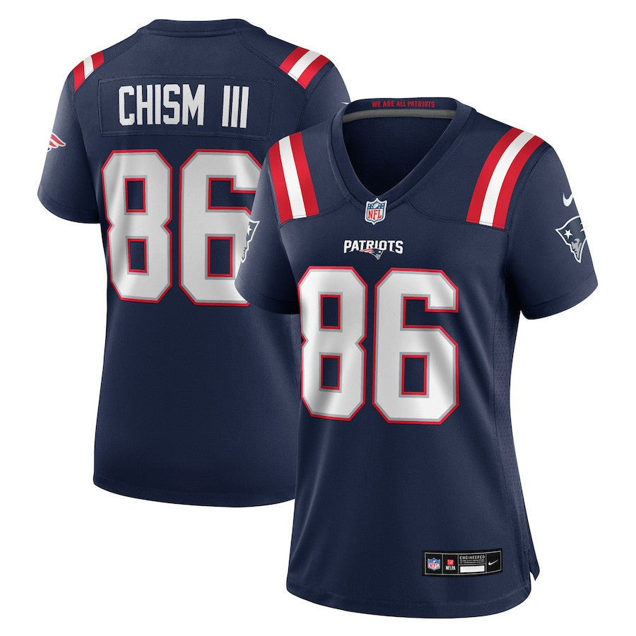 Efton Chism III 86 New England Patriots Women's Team Game Jersey - Navy