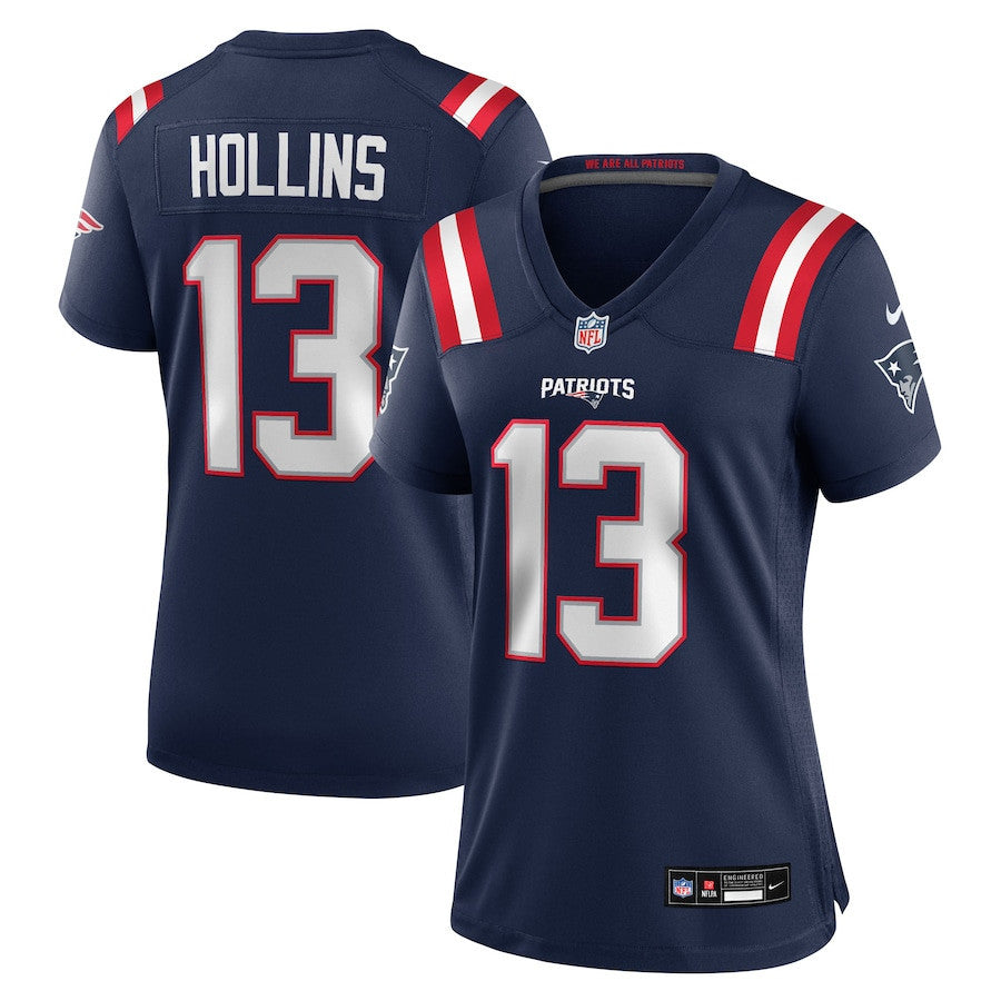 Mack Hollins 13 New England Patriots Women's Team Game Jersey - Navy