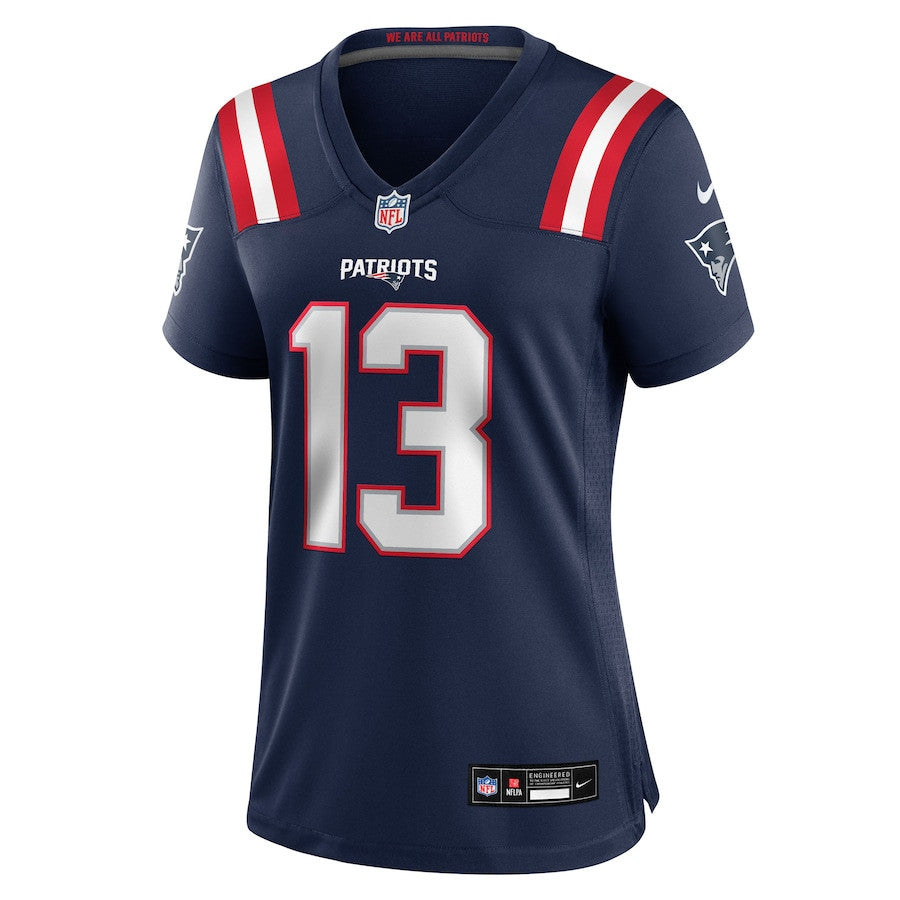Mack Hollins 13 New England Patriots Women's Team Game Jersey - Navy