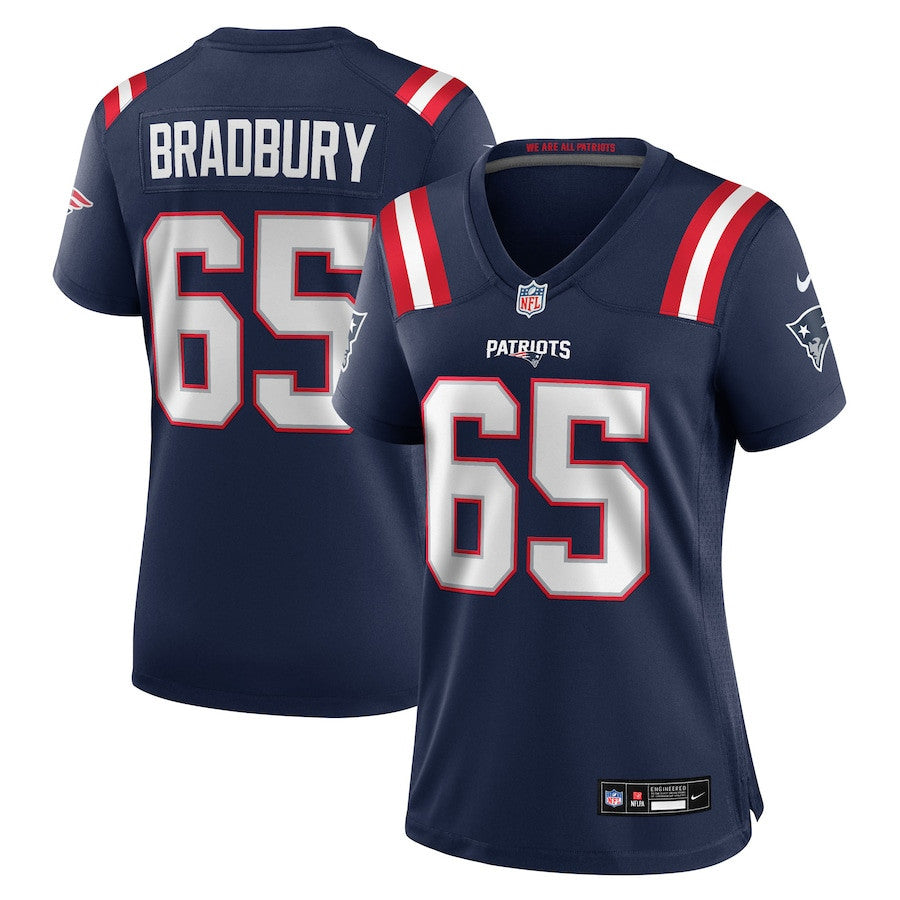 Garrett Bradbury 65 New England Patriots Women's Team Game Jersey - Navy