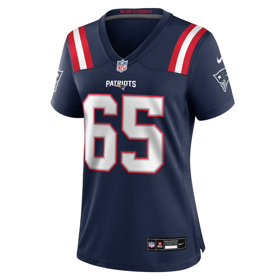 Garrett Bradbury 65 New England Patriots Women's Team Game Jersey - Navy