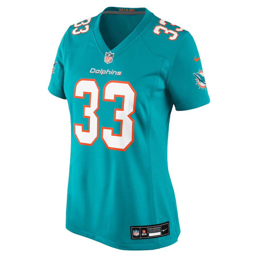 Jason Marshall Jr. 33 Miami Dolphins Women's Team Game Jersey - Aqua
