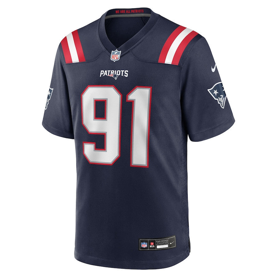 Elijah Ponder 91 New England Patriots Team Game Men Jersey - Navy