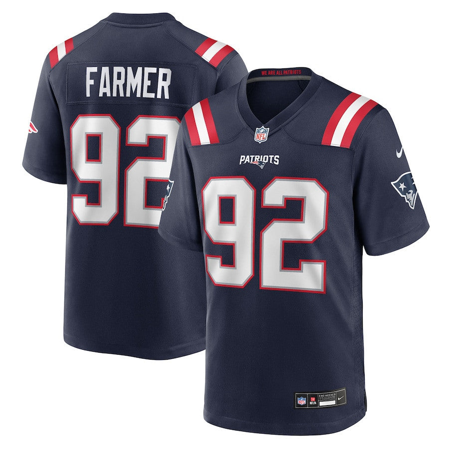 Joshua Farmer 92 New England Patriots Team Game Men Jersey - Navy
