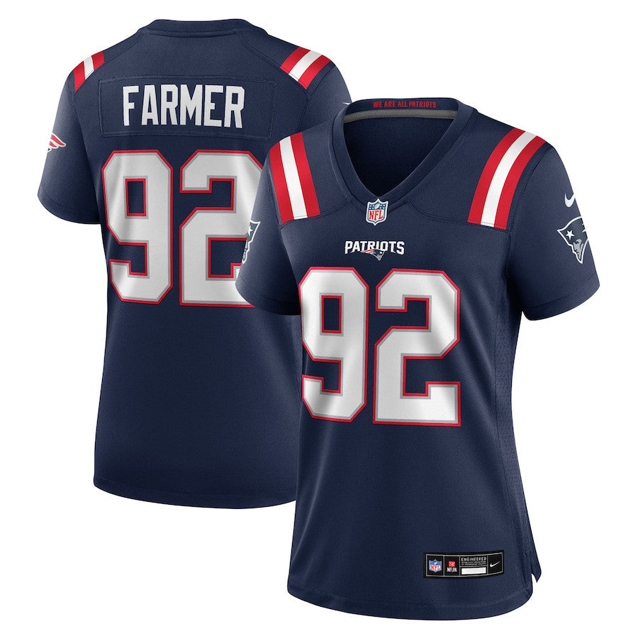 Joshua Farmer 92 New England Patriots Women's Team Game Jersey - Navy