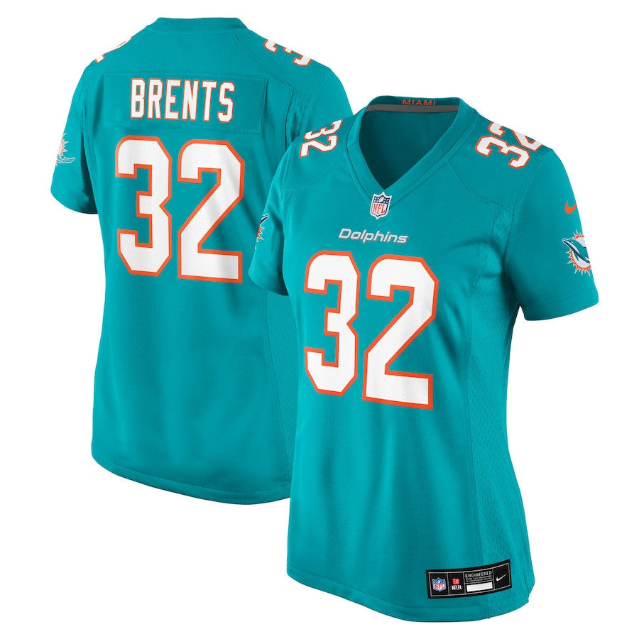 Julius Brents 32 Miami Dolphins Women's Team Game Jersey - Aqua