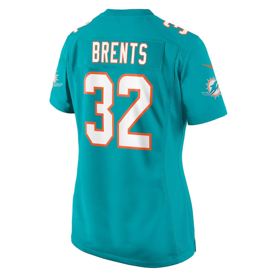 Julius Brents 32 Miami Dolphins Women's Team Game Jersey - Aqua