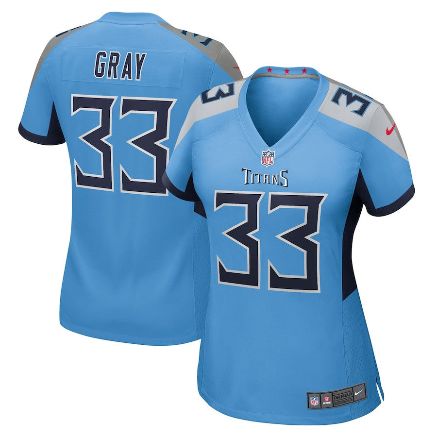 Cedric Gray 33 Tennessee Titans Women's Team Game Jersey - Light Blue