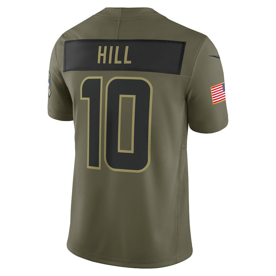 Tyreek Hill 10 Miami Dolphins 2025 Salute To Service Men Jersey - Olive