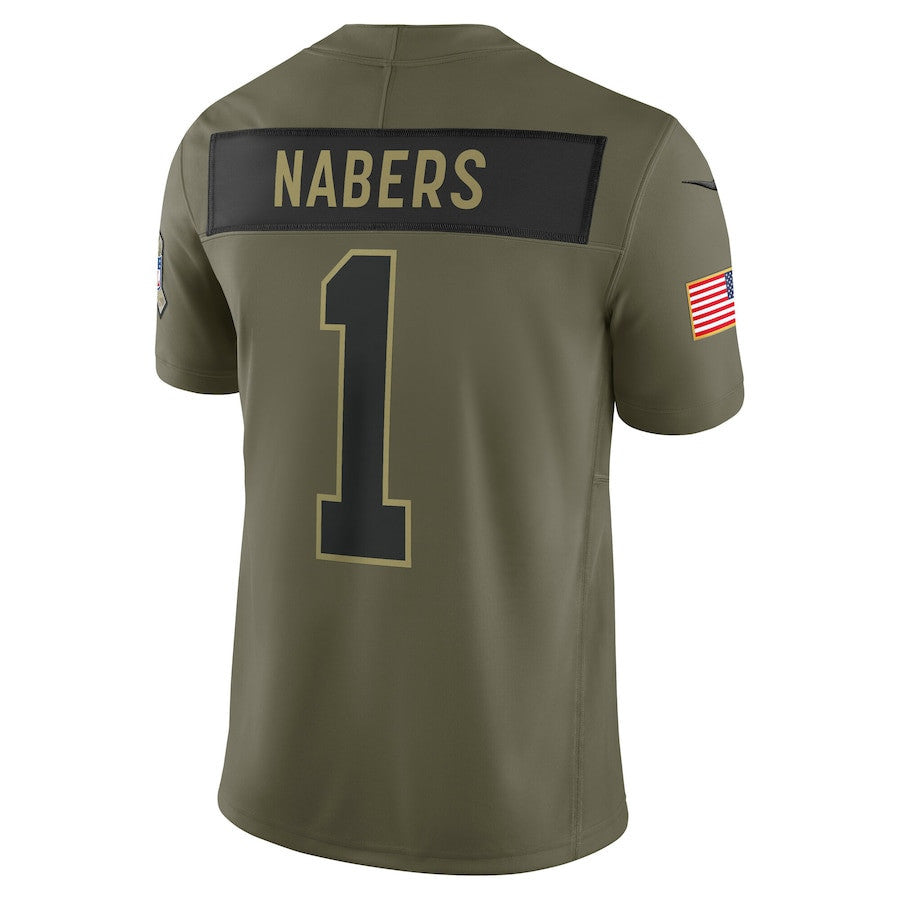 Malik Nabers 1 New York Giants 2025 Salute To Service Men Jersey - Olive