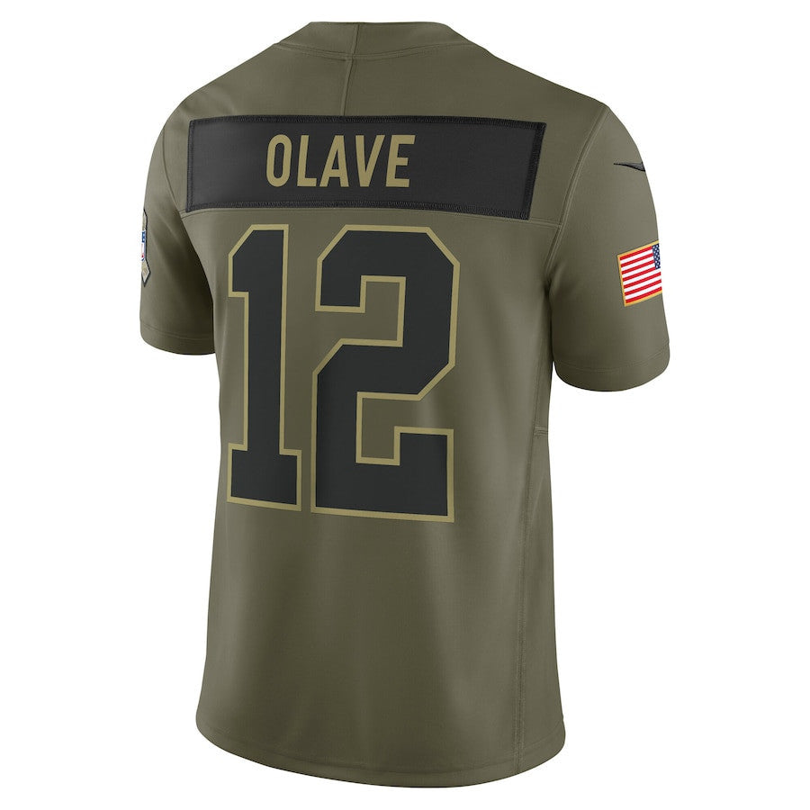 Chris Olave 12 New Orleans Saints 2025 Salute To Service Men Jersey - Olive