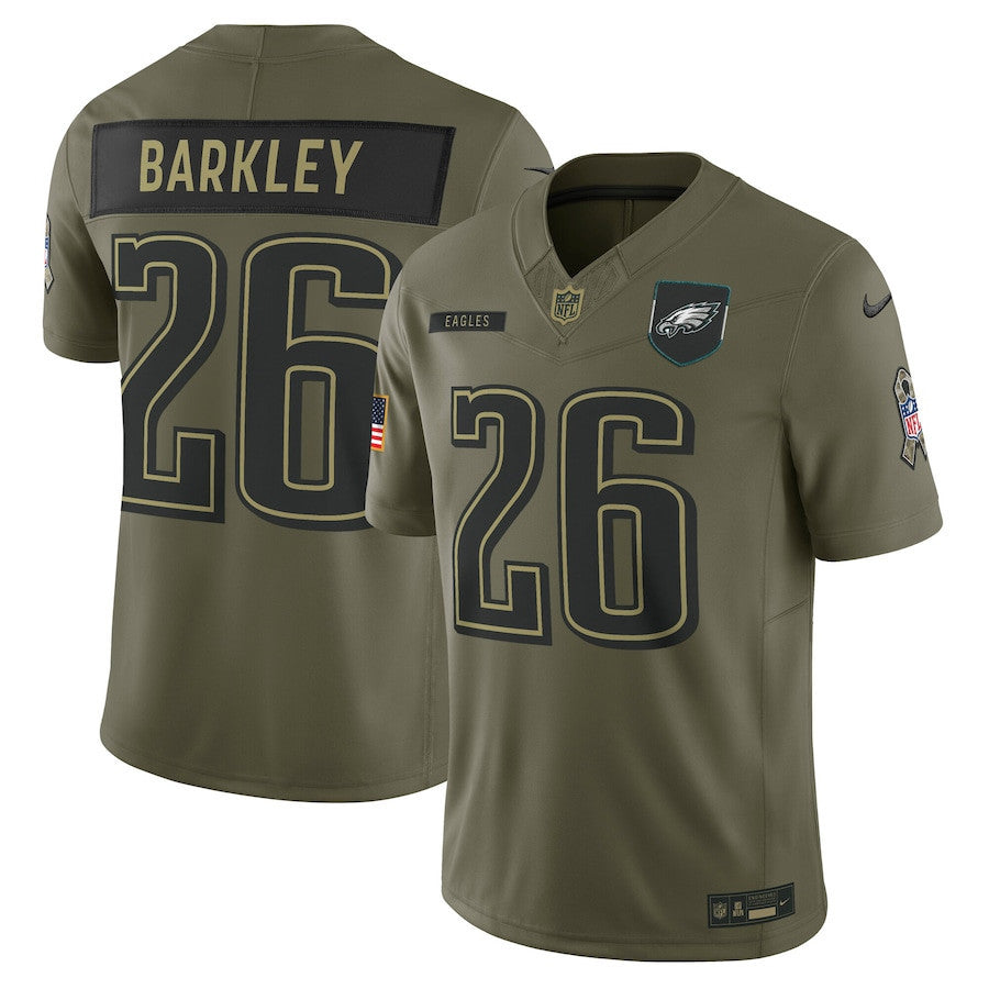 Saquon Barkley 26 Philadelphia Eagles 2025 Salute To Service Men Jersey - Olive