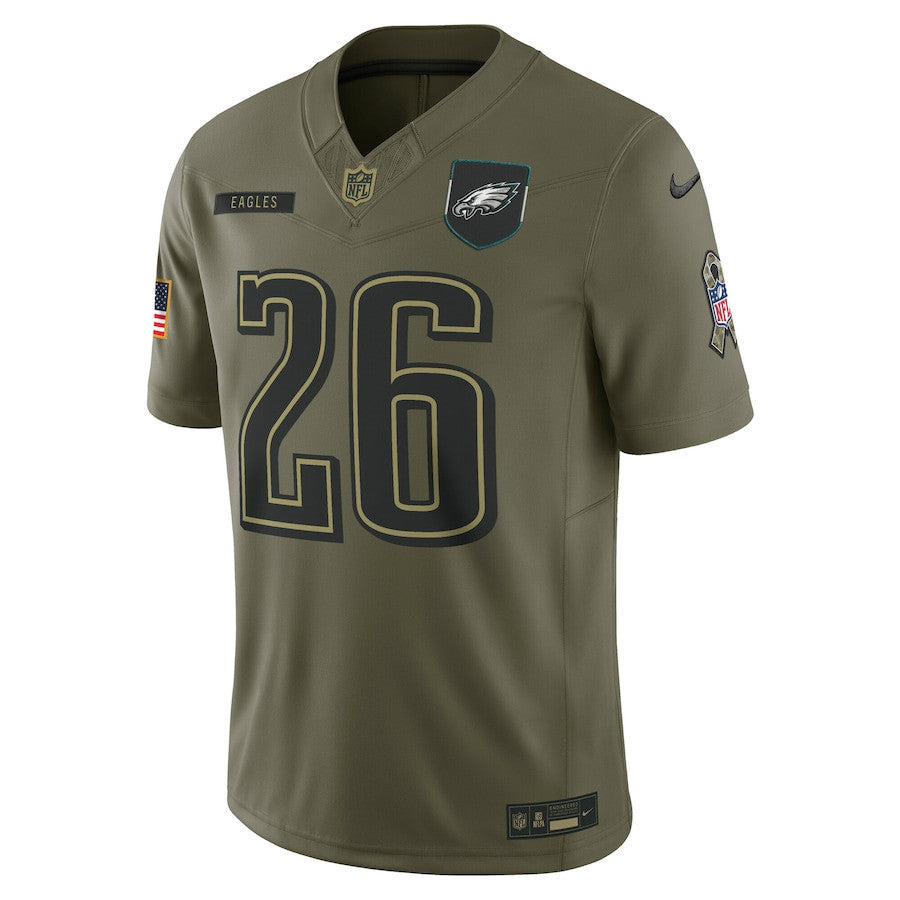 Saquon Barkley 26 Philadelphia Eagles 2025 Salute To Service Men Jersey - Olive
