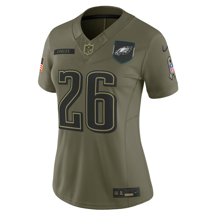Saquon Barkley 26 Philadelphia Eagles Women's 2025 Salute to Service Limited Jersey - Olive