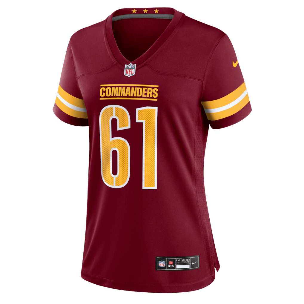 Tyler Cooper 61 Washington Commanders Women's Team Game Jersey - Burgundy