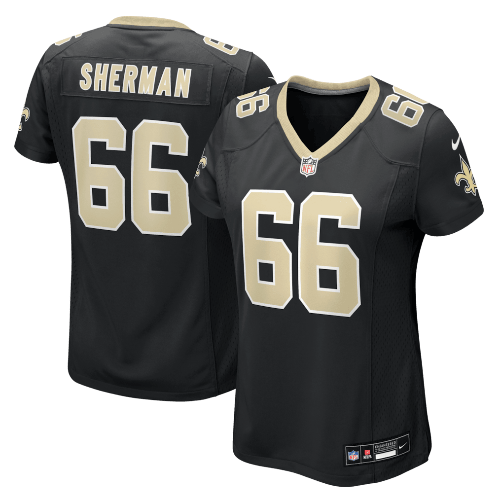 William Sherman 66 New Orleans Saints Women's Team Game Jersey - Black