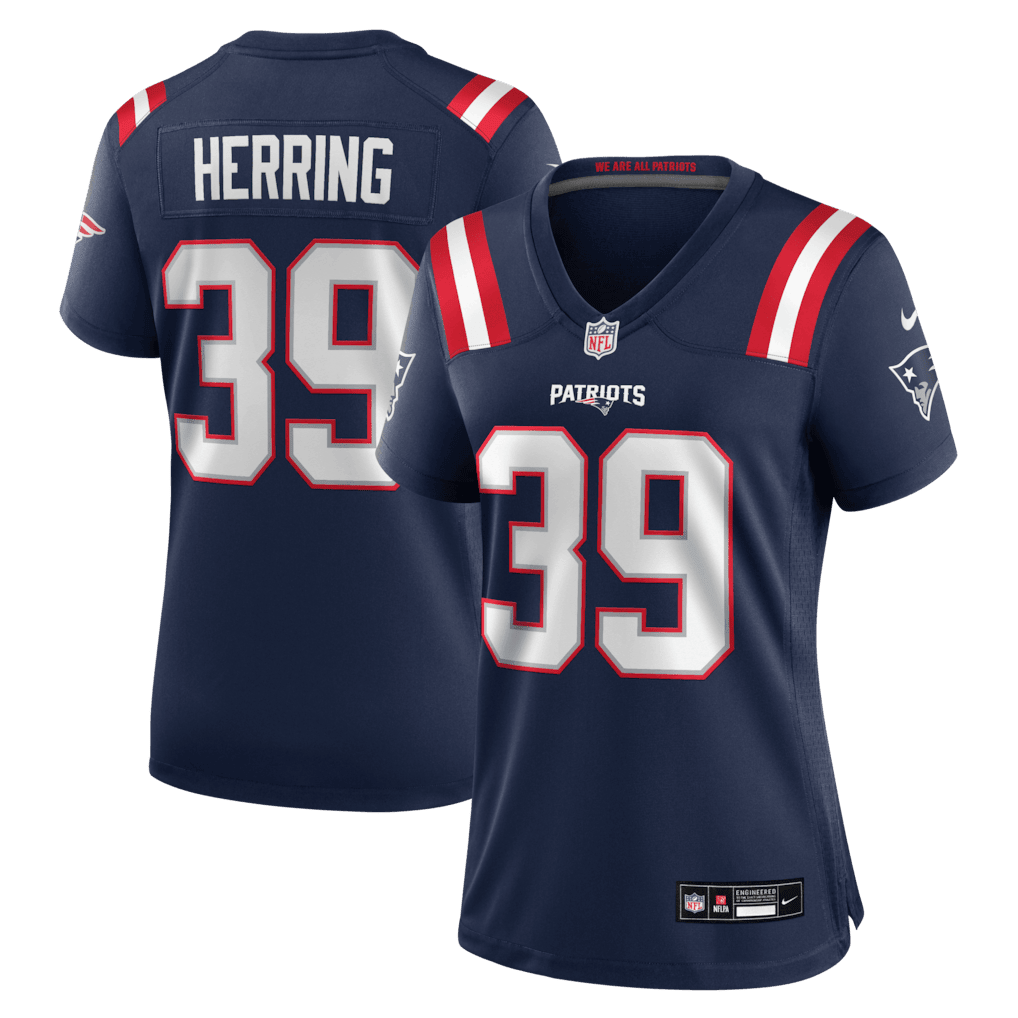 Tyron Herring 39 New England Patriots Women's Team Game Jersey - Navy