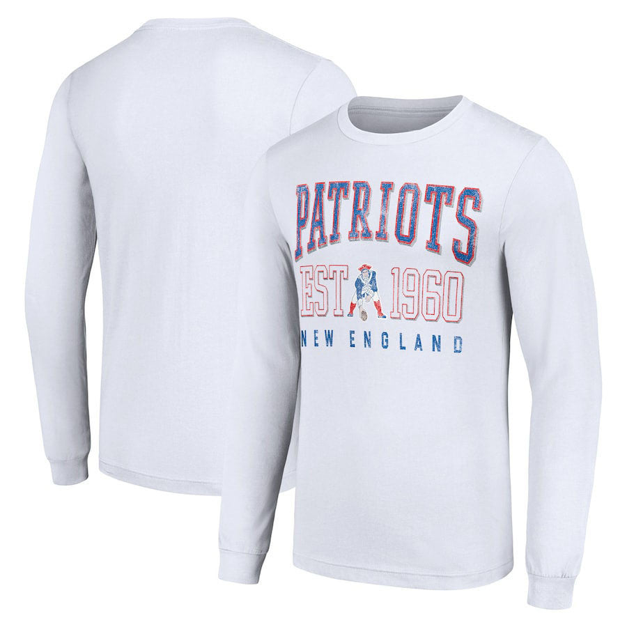 New England Patriots Long Sleeve T-Shirt – Est. Year Graphic Print – White
