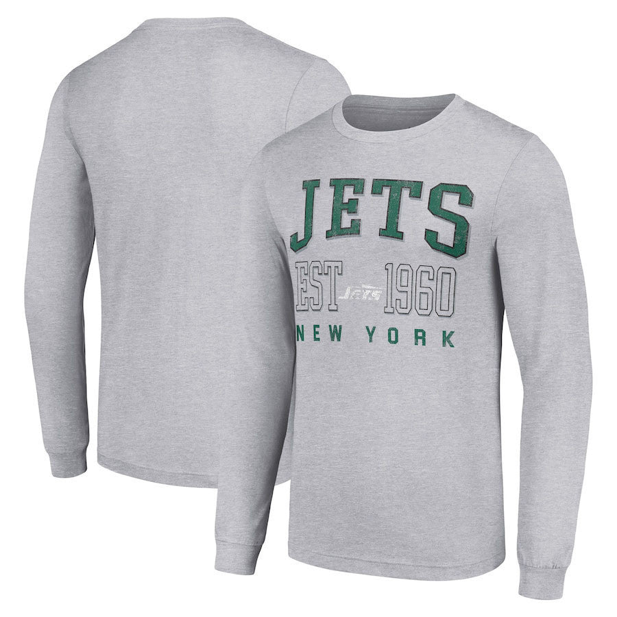 New England Patriots Long Sleeve T-Shirt – Est. Year Graphic Print – Grey