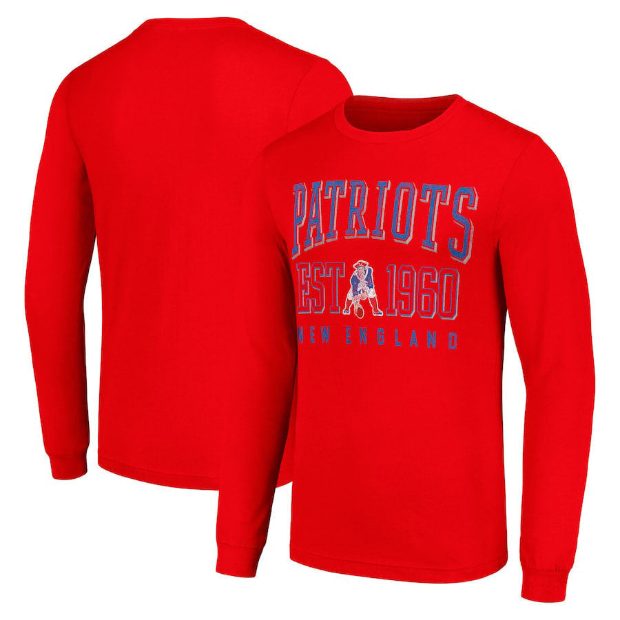 New England Patriots Long Sleeve T-Shirt – Est. Year Graphic Print – RED