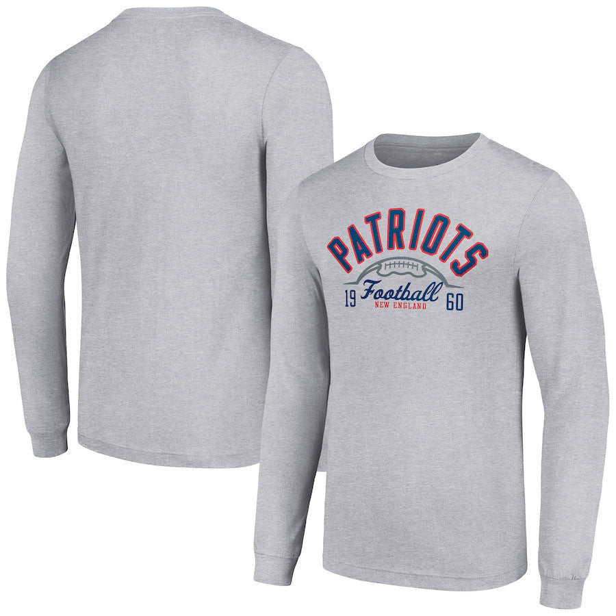 New England Patriots Long Sleeve T-Shirt – Founding Year Football Design - Gray