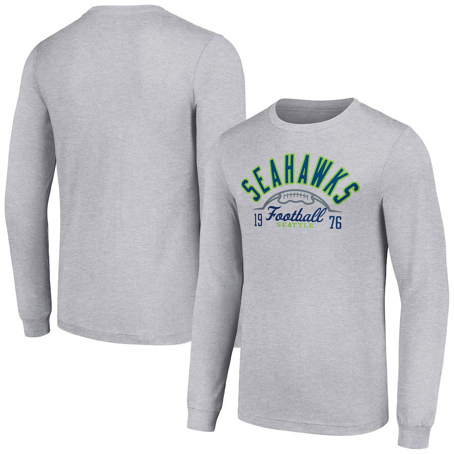 Seattle Seahawks Long Sleeve T-Shirt – Founding Year Football Design - Gray