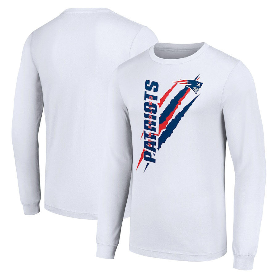 New England Patriots Long Sleeve T-Shirt – Team Scratch Logo – White