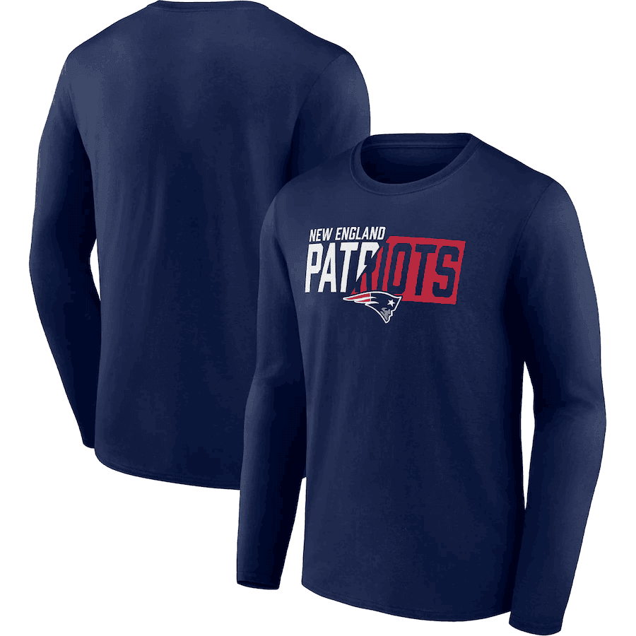 New England Patriots Navy Long Sleeve T-Shirt – Team Wordmark Logo