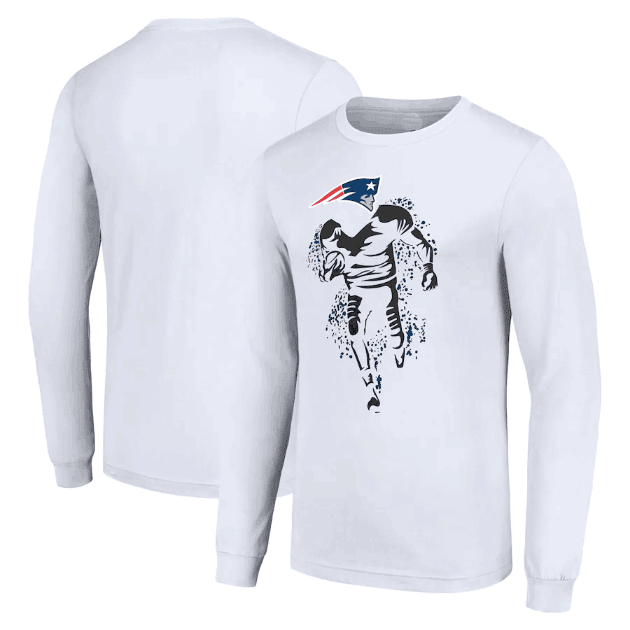 New England Patriots Long Sleeve T-Shirt Running Player Graphic - White