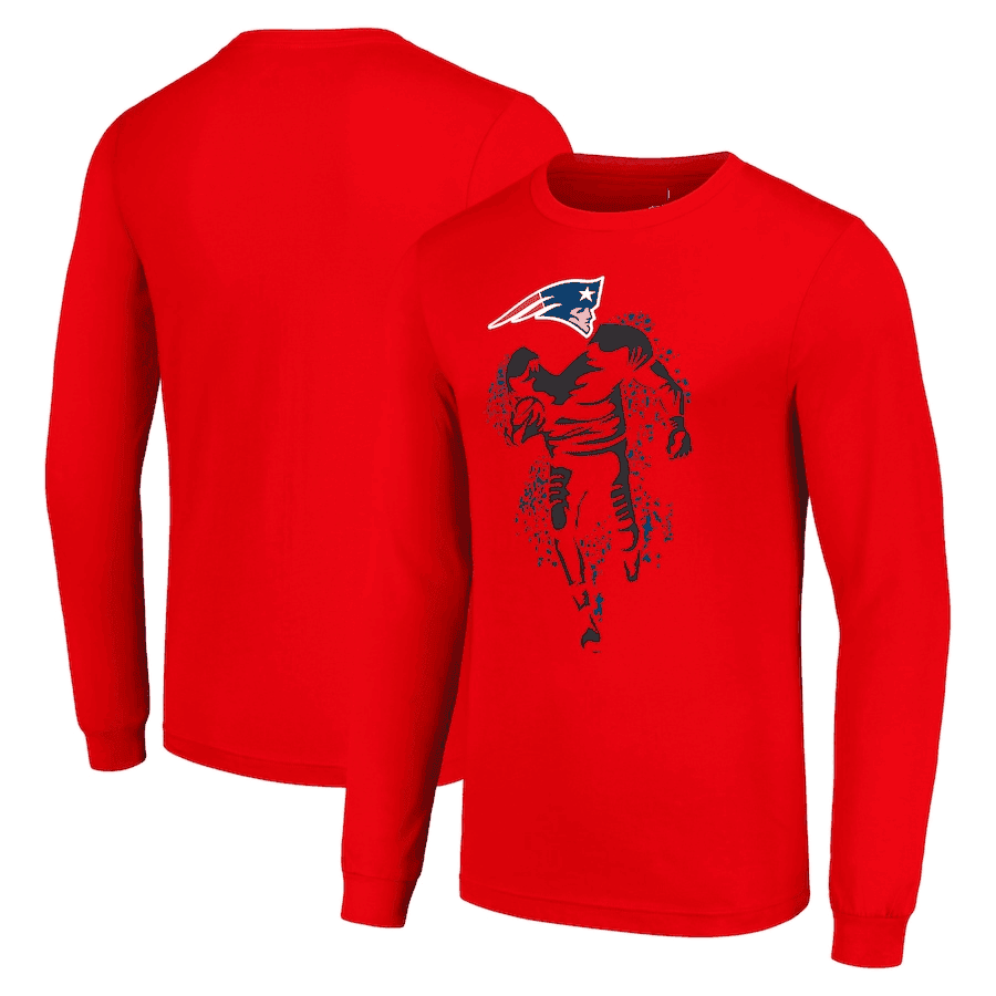 New England Patriots Long Sleeve T-Shirt Running Player Graphic - Red