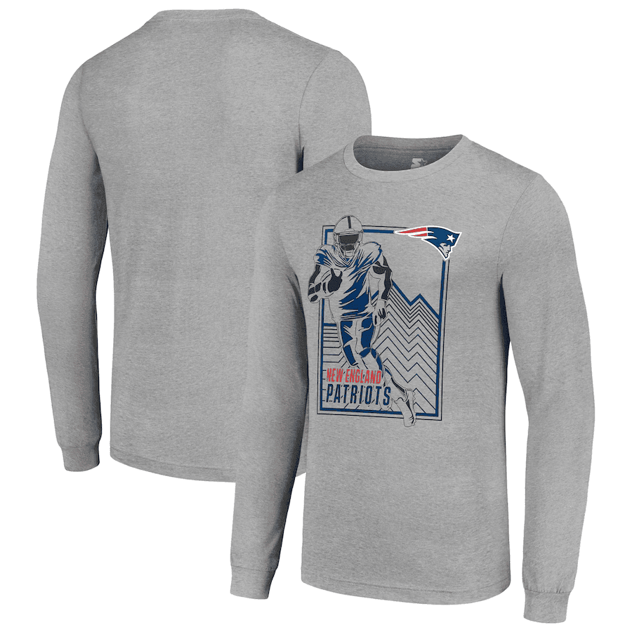 New England Patriots Geometric Player Motion Graphic Long Sleeve T-Shirt - Sport Grey