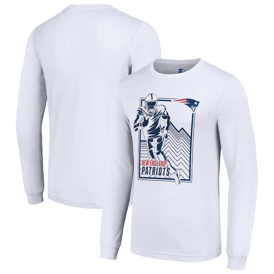 New England Patriots Geometric Player Motion Graphic Long Sleeve T-Shirt - White