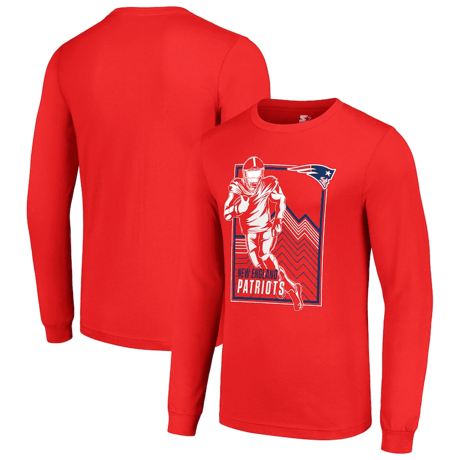 New England Patriots Geometric Player Motion Graphic Long Sleeve T-Shirt - Red