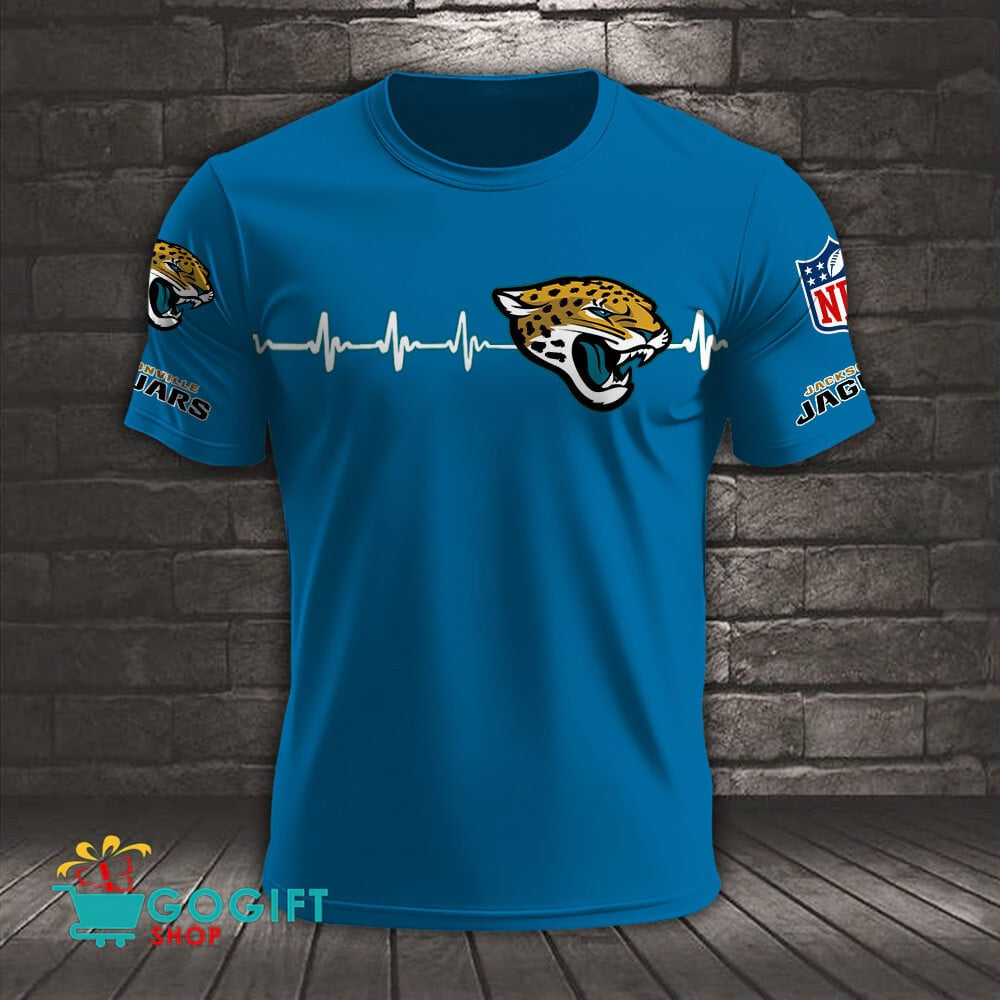 Jacksonville Jaguars Heart Beat Simple Style All Over Printed T-shirt