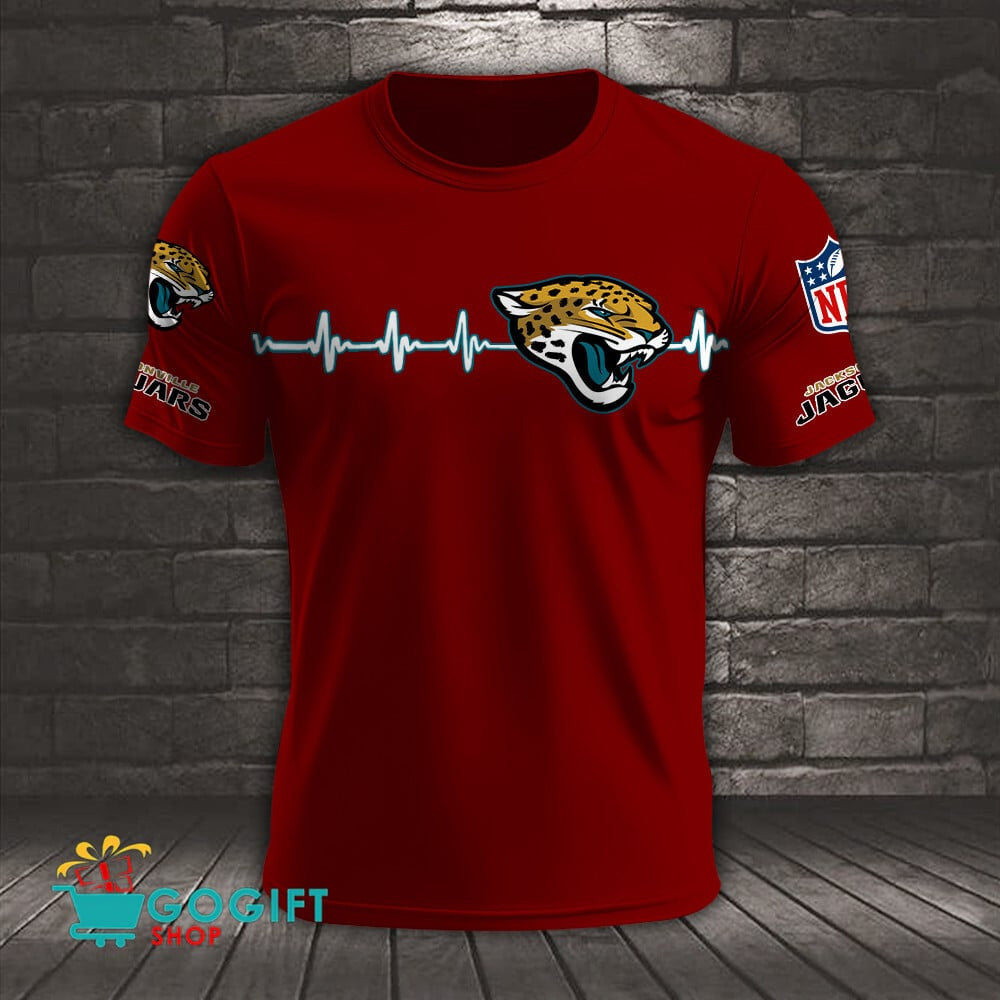 Jacksonville Jaguars Heart Beat Simple Style All Over Printed T-shirt