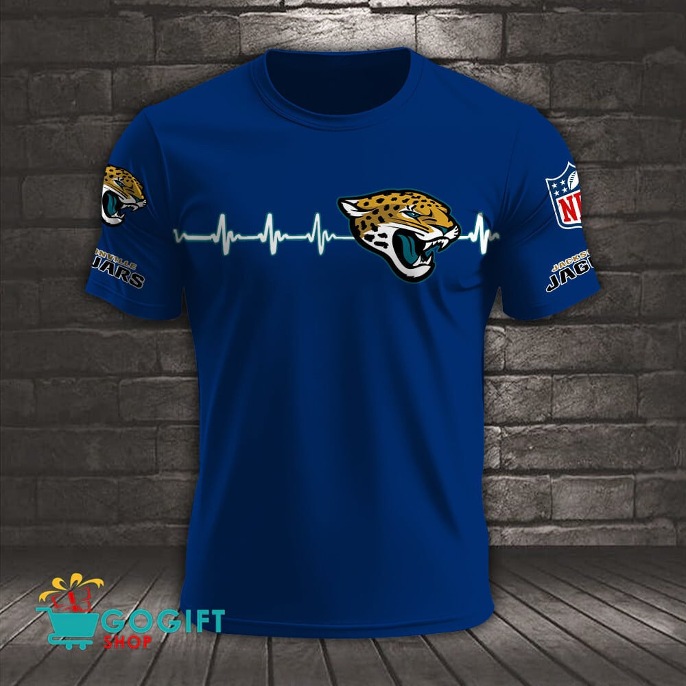Jacksonville Jaguars Heart Beat Simple Style All Over Printed T-shirt