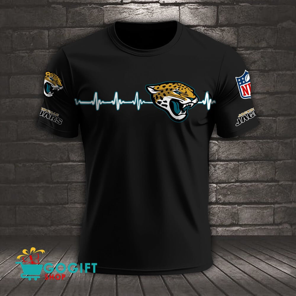 Jacksonville Jaguars Heart Beat Simple Style All Over Printed T-shirt