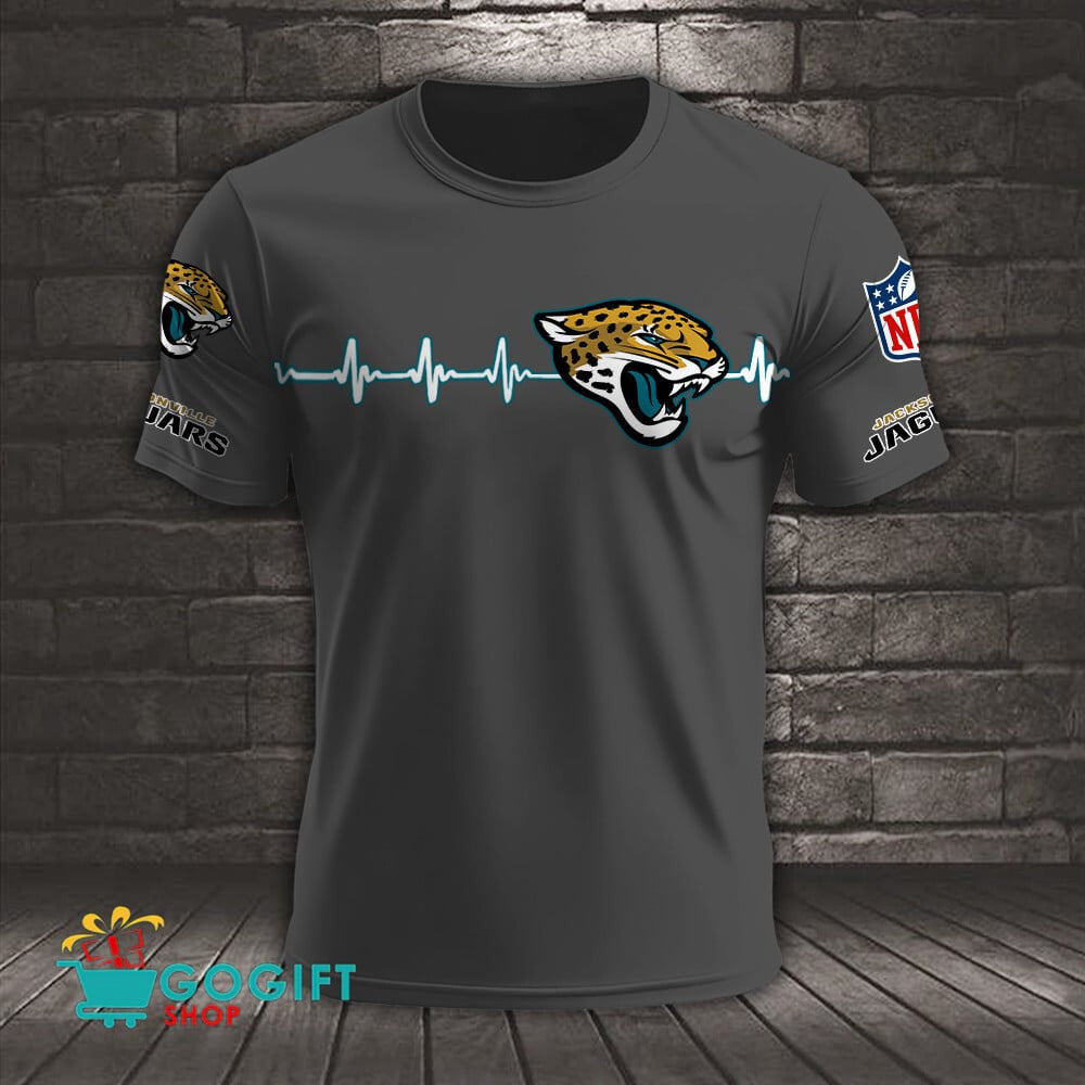 Jacksonville Jaguars Heart Beat Simple Style All Over Printed T-shirt