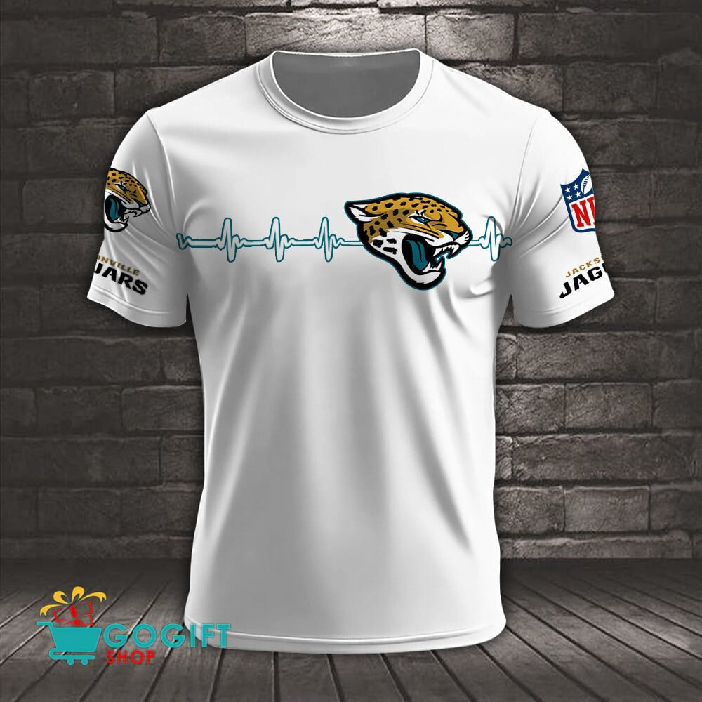 Jacksonville Jaguars Heart Beat Simple Style All Over Printed T-shirt