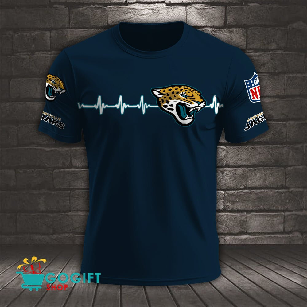 Jacksonville Jaguars Heart Beat Simple Style All Over Printed T-shirt